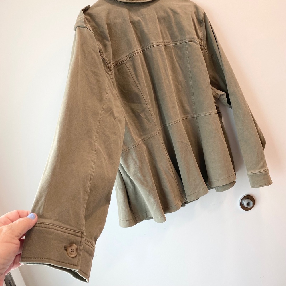 Torrid Jacket Womens 4X Green Utility Military Button Up Stretch Twill Epaulette - Picture 7 of 14